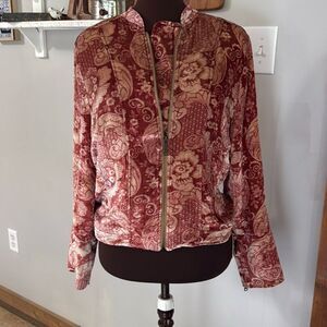Revolve Chaser pink floral silk bomber jacket womens size medium feminine bohemi